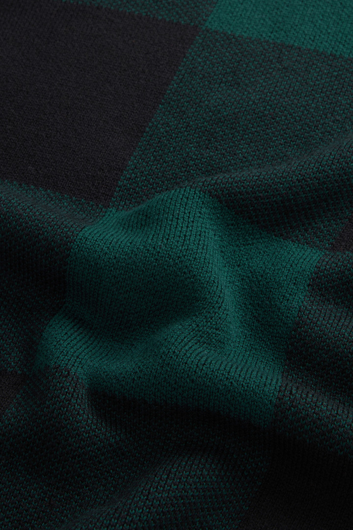 Checked Crewneck Sweater in Pure Merino Virgin Wool Green photo 4 | Woolrich