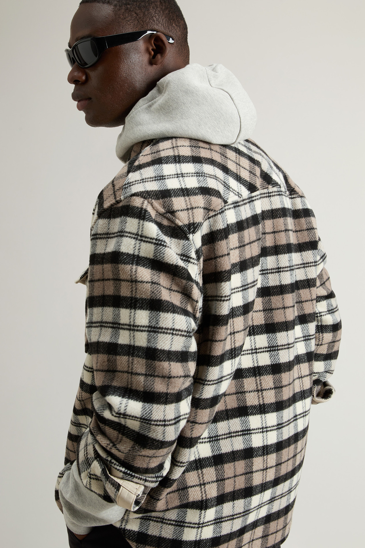 Wool-Blend Overshirt with Checked Pattern Brown photo 4 | Woolrich