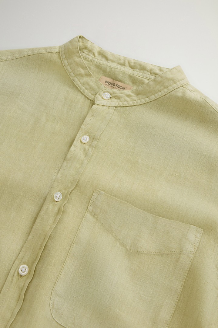 BAND COLLAR LINEN SHIRT Green photo 6 | Woolrich