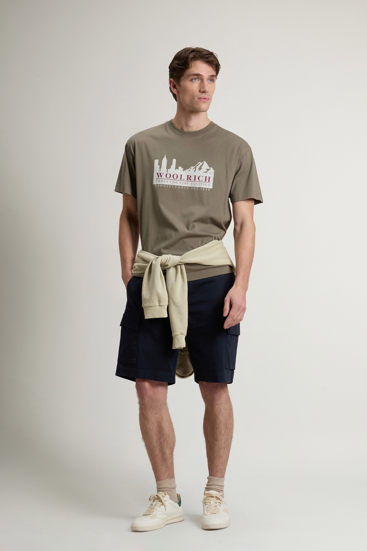 COTTON GRAPHIC T-SHIRT Green photo 2 | Woolrich