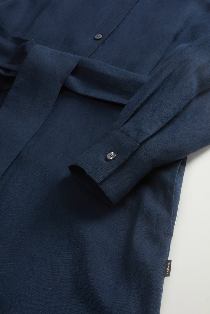 Shirt Dress in Linen Blend with Belt Blue photo 7 | Woolrich