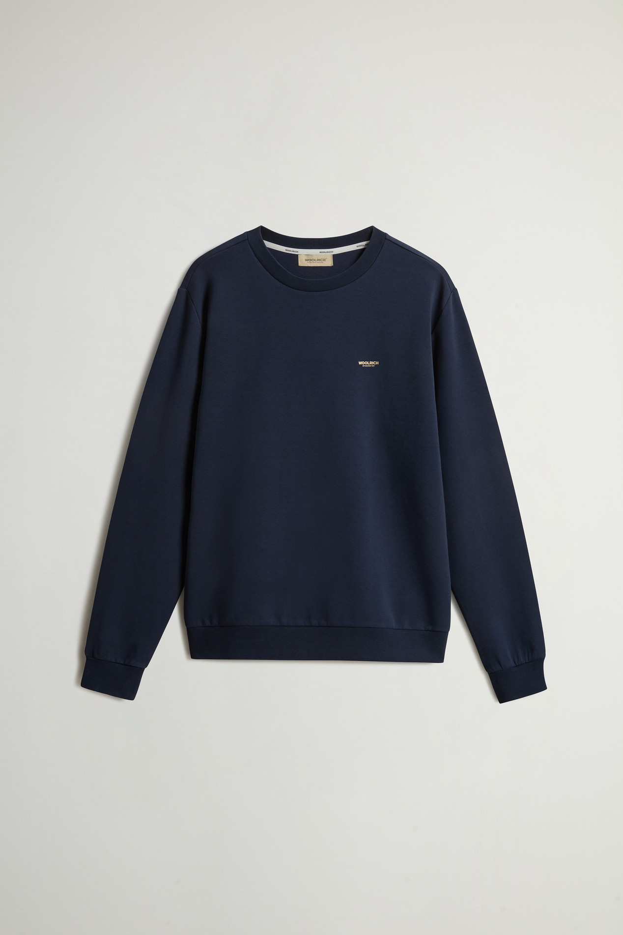 Crewneck Sweatshirt in Cotton-Blend Interlock with Logo Blue photo 5 | Woolrich