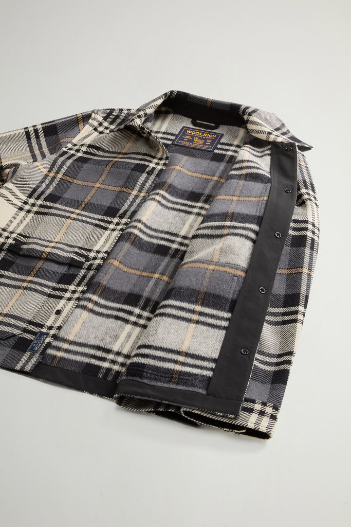 Checked Overshirt in Cotton Blend Gray photo 8 | Woolrich