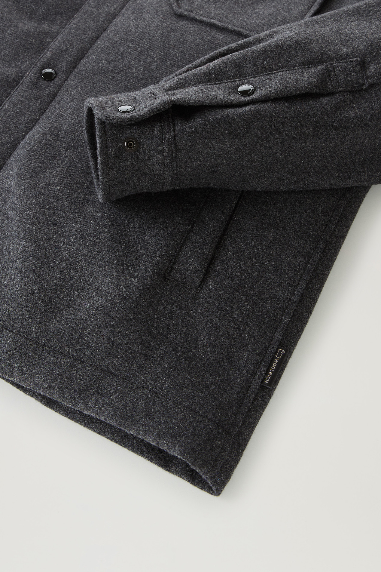 Alaskan Padded Overshirt in Recycled Italian Wool Blend Gray photo 3 | Woolrich