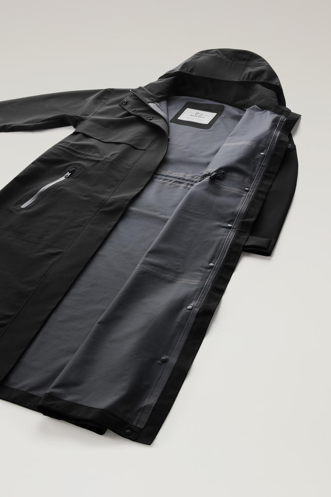 Waterproof Parka in Light Stretch Fabric with a Detachable Hood Black photo 7 | Woolrich