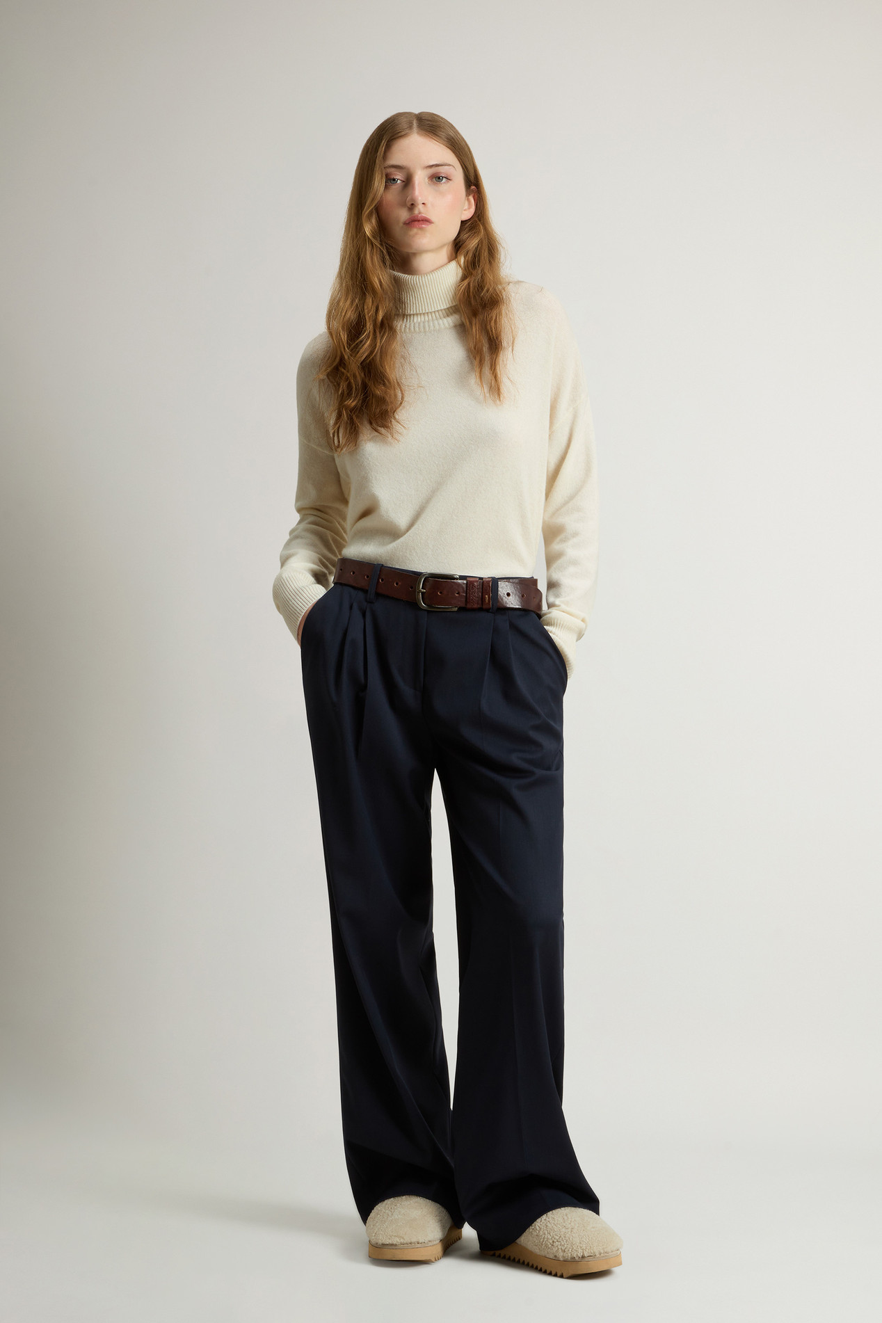 Turtleneck Sweater in Virgin Wool and Cashmere Blend White photo 2 | Woolrich