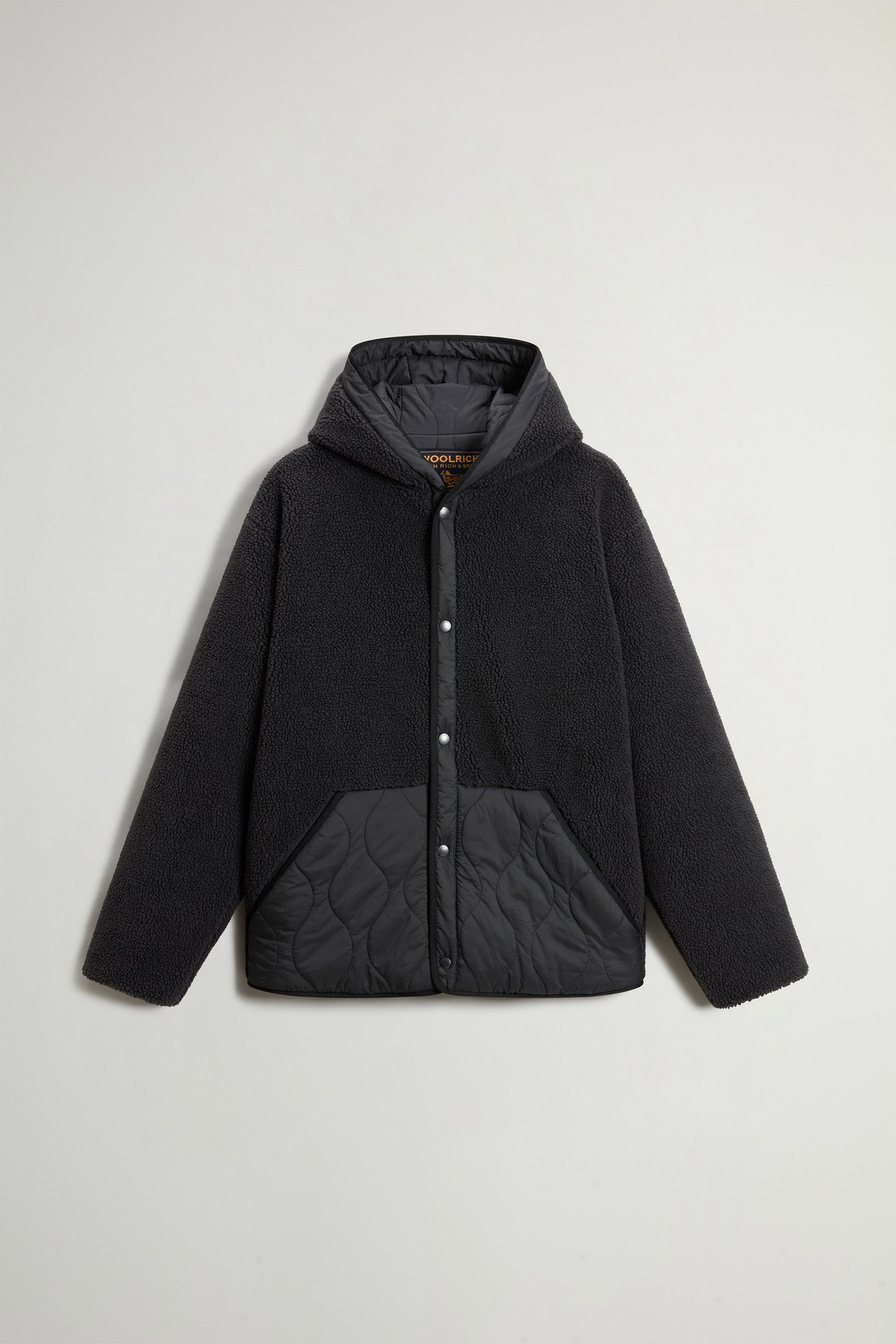 Reversible Hooded Jacket in Nylon and Sherpa Gray photo 4 | Woolrich
