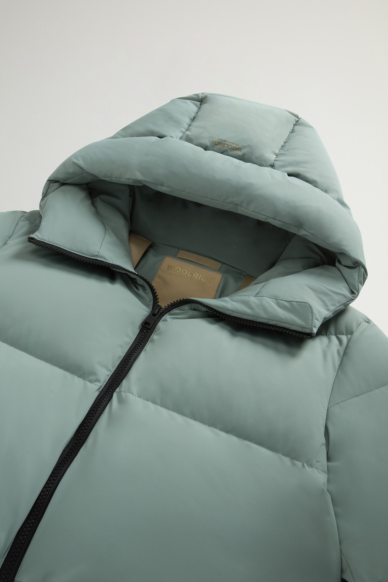 Cloud Down Jacket in Stretch Nylon with Matte Finish Green photo 7 | Woolrich
