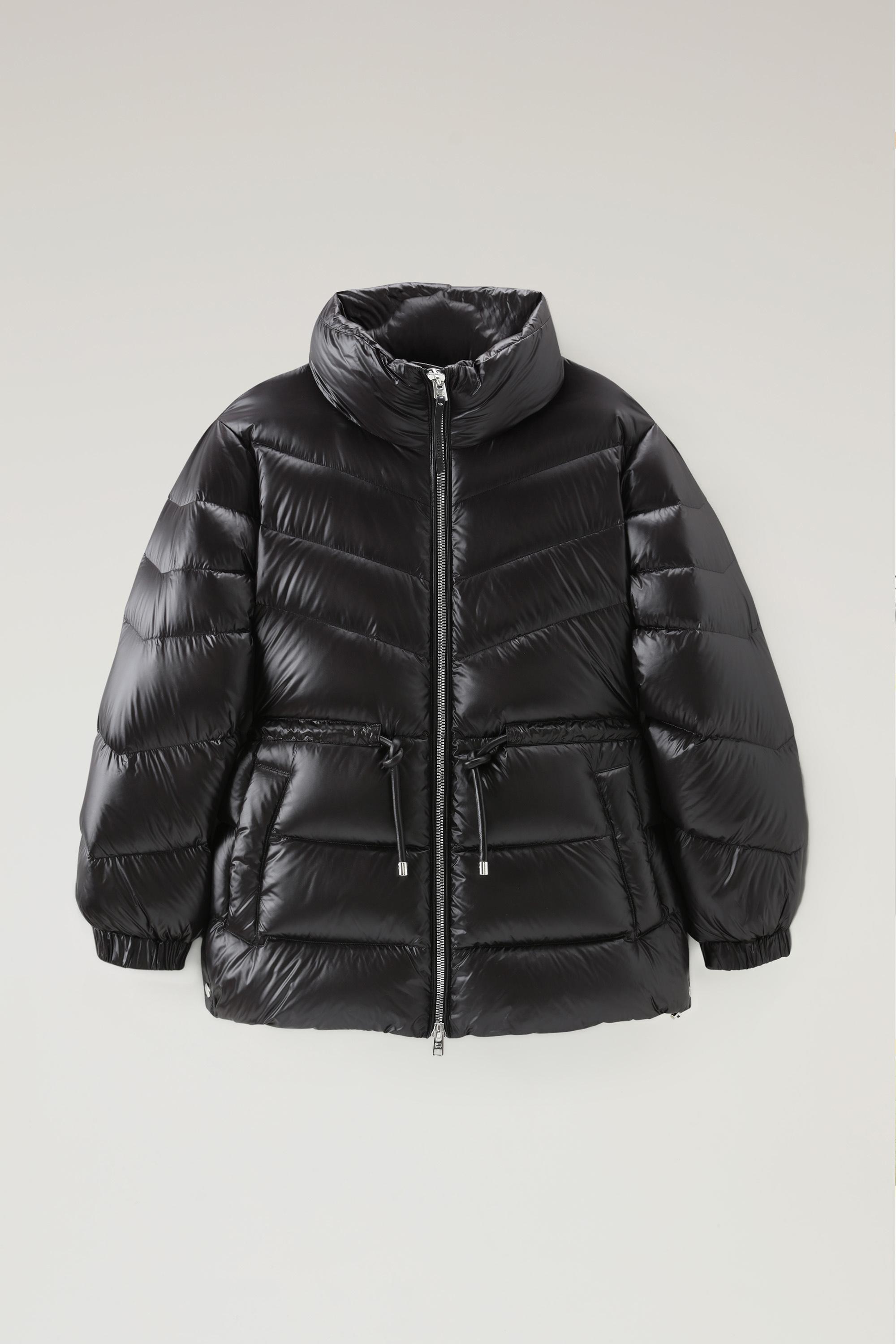 Aliquippa Down Jacket in Glossy Nylon with a Drawstring Waist Black photo 1 | Woolrich