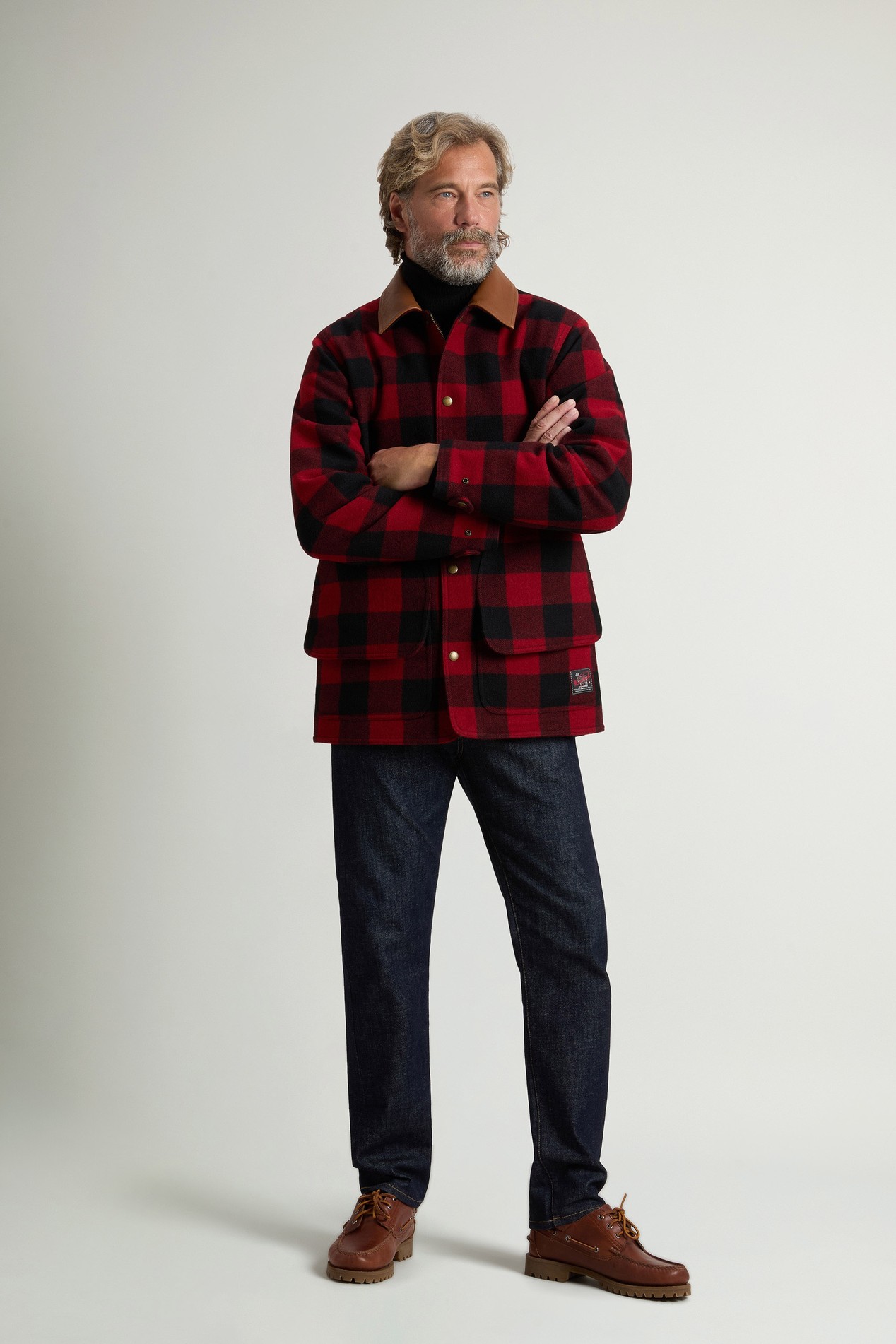 Manteau Barn à carreaux en laine italienne mélangée Rouge photo 2 | Woolrich