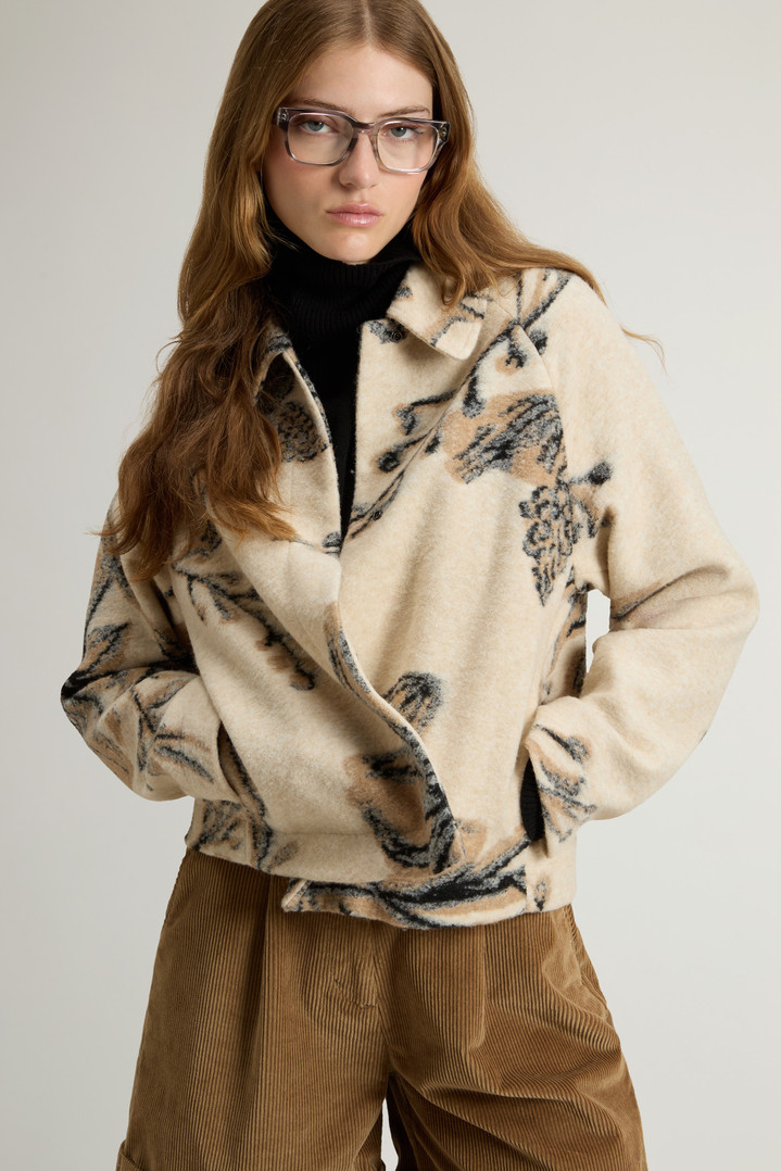 Overshirt in Italian Wool-Blend with Floral Pattern Beige photo 4 | Woolrich