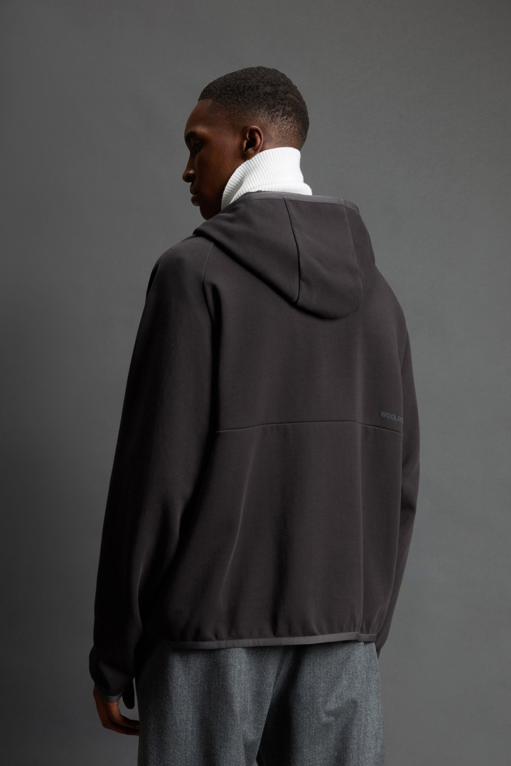 Full-Zipper Hoodie in Cotton Interlock and Nylon Blend by Todd Snyder Black photo 3 | Woolrich