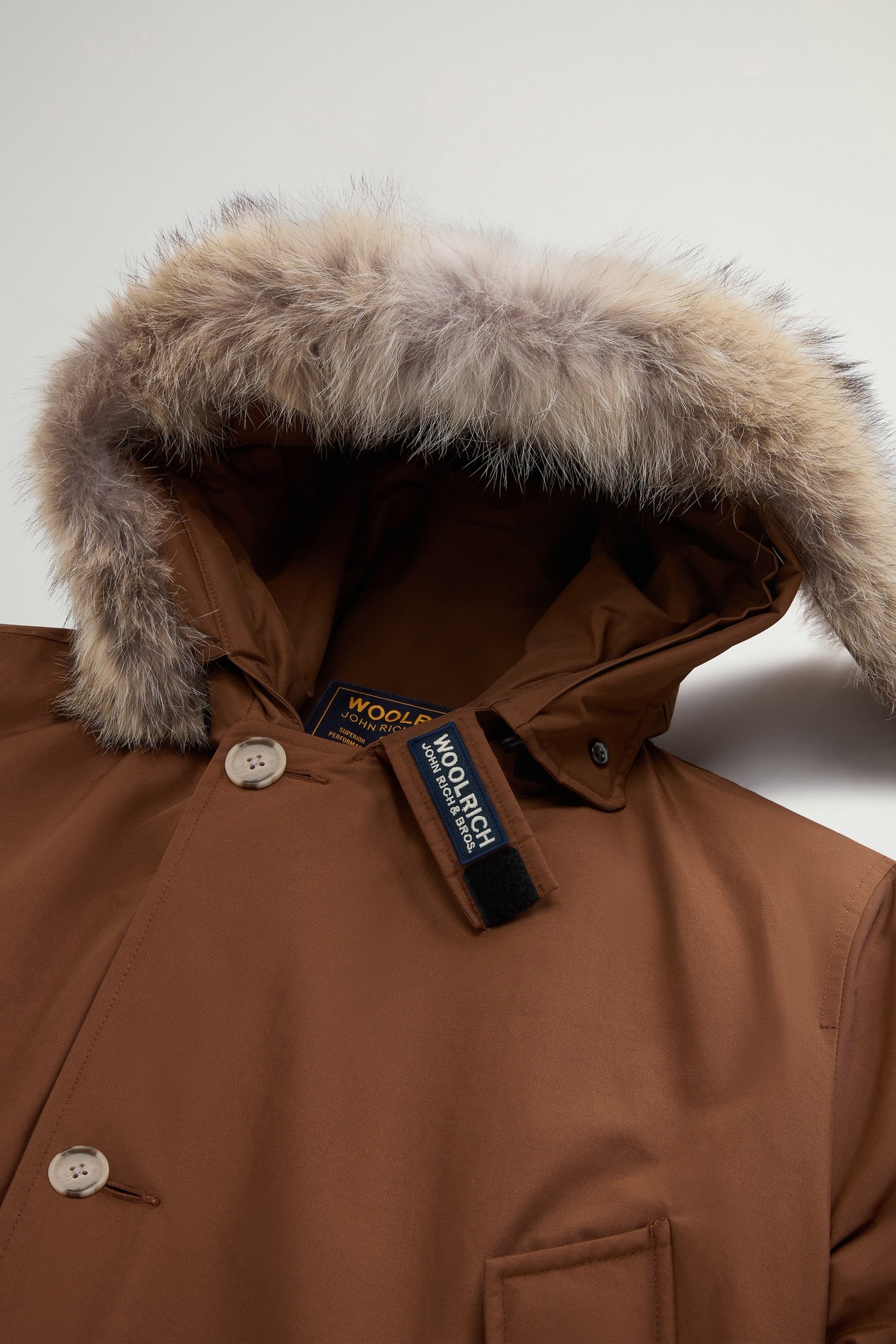 Arctic Parka in Ramar Cloth with Detachable Fur Trim Brown photo 6 | Woolrich