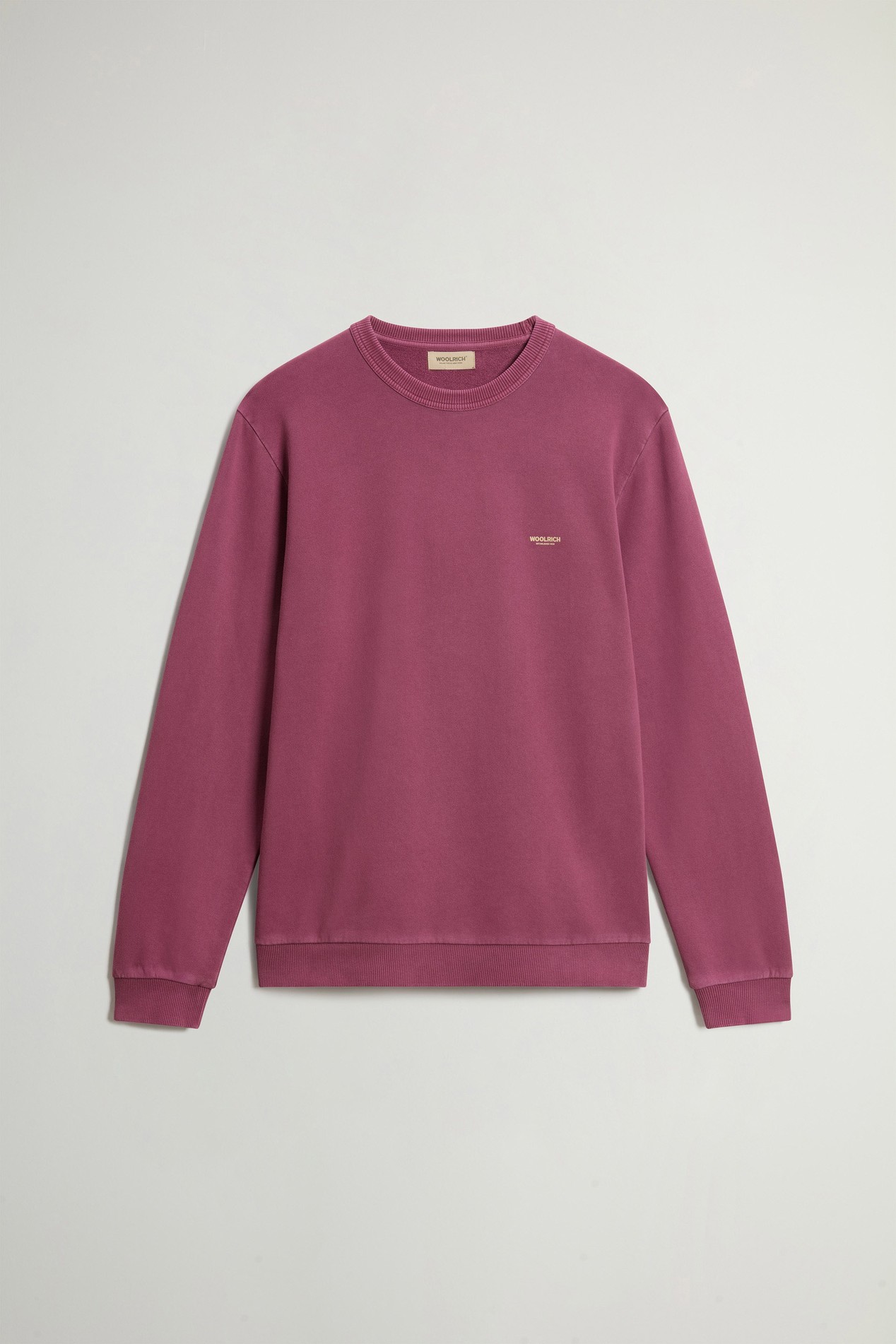 Stückgefärbtes Sweatshirt aus reiner Baumwolle mit Rundhalsausschnitt und Logo Burgunderrot photo 1 | Woolrich