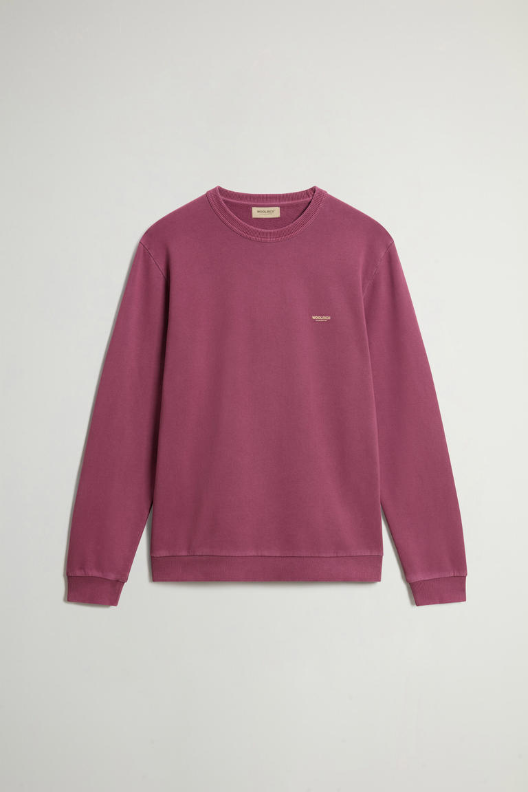 Garment-Dyed Crewneck Sweatshirt in Pure Cotton with Logo Burgundy photo 1 | Woolrich