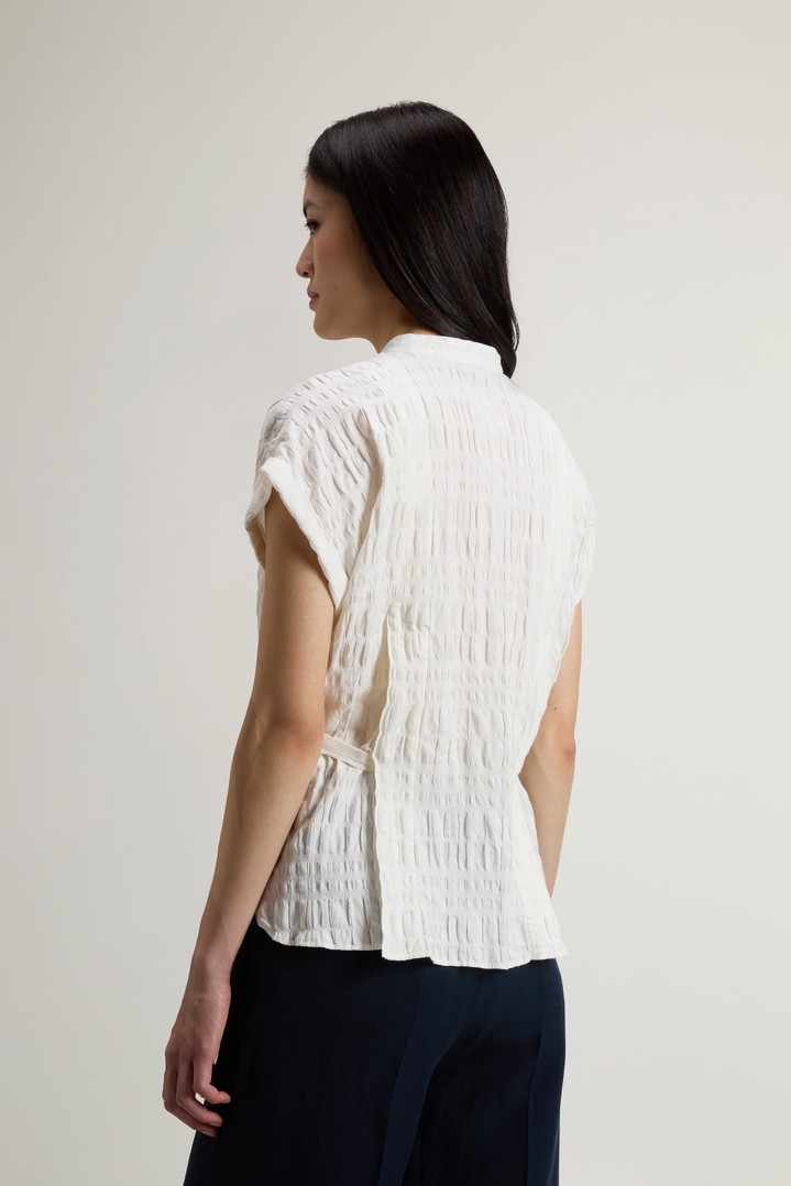 PRINTED COTTON LINEN BLOUSE White photo 3 | Woolrich