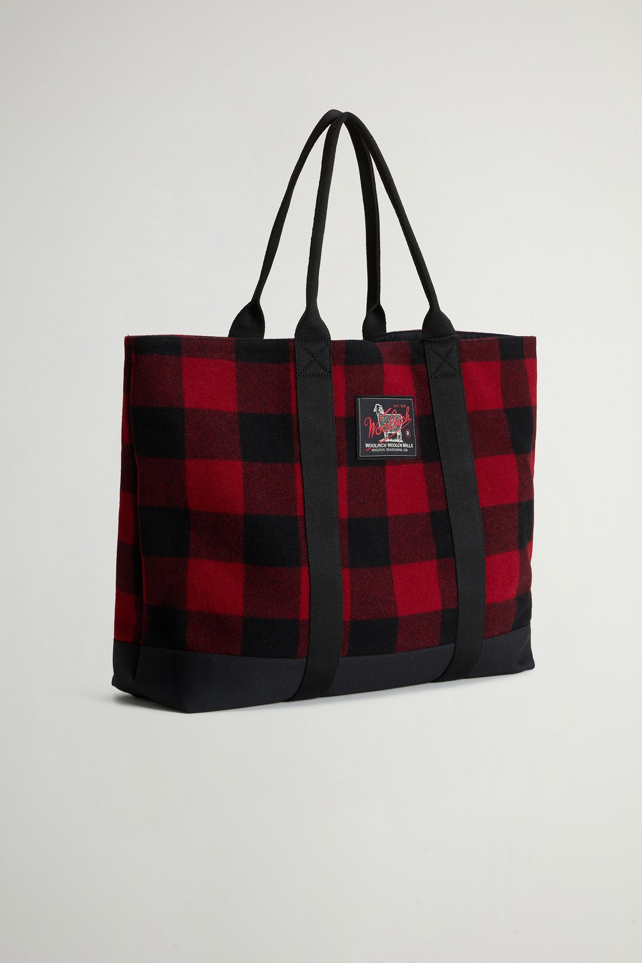 Large Tote Bag in Checked Italian Wool Blend Red photo 2 | Woolrich