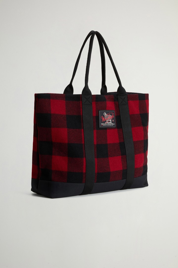 Large Tote Bag in Checked Italian Wool Blend Red photo 2 | Woolrich