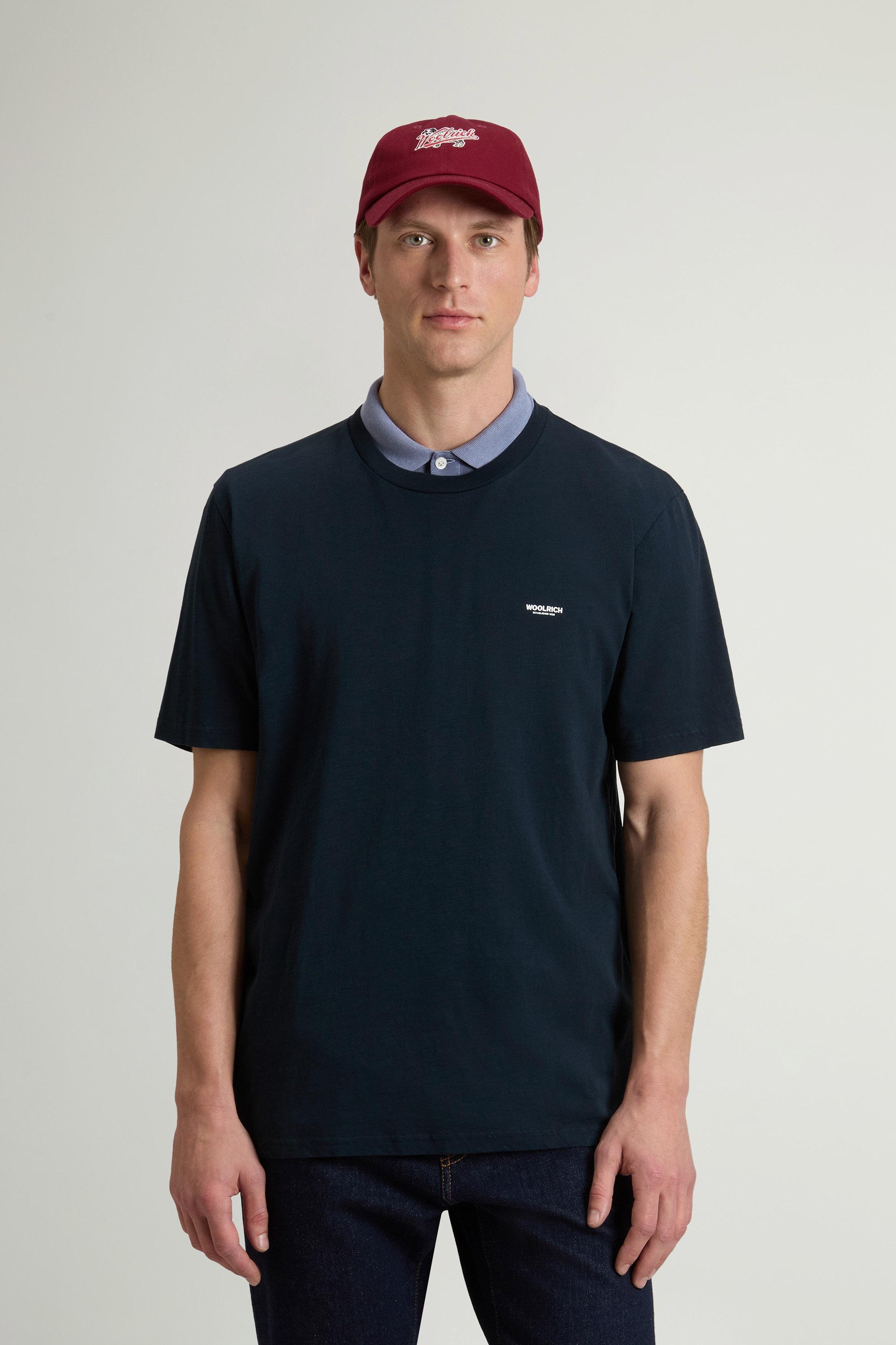T-shirt Slub en pur coton Bleu photo 1 | Woolrich