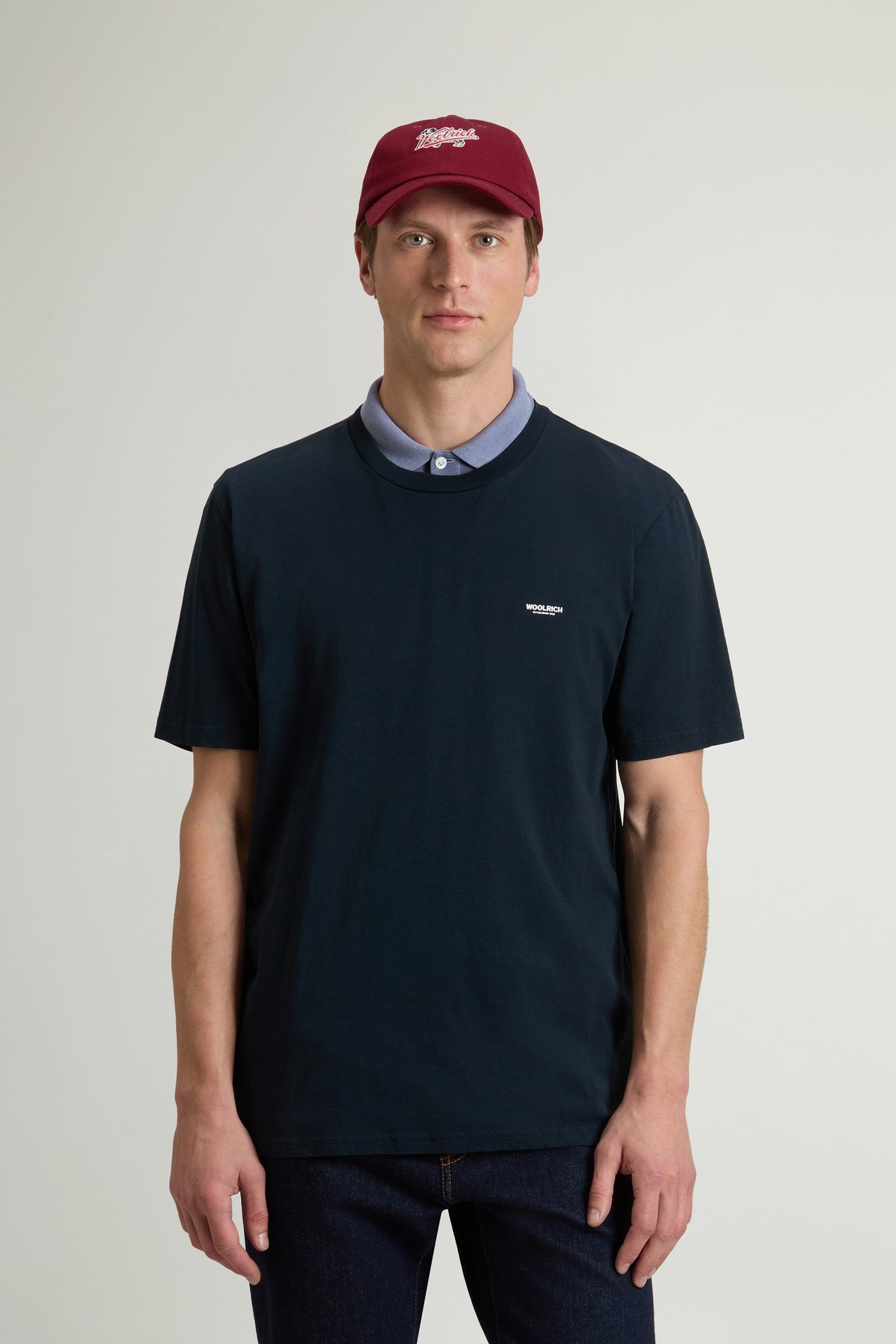 SLUB LOGO T-SHIRT Bleu photo 1 | Woolrich