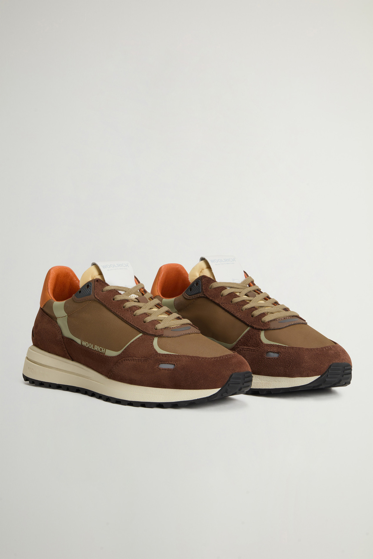 Retro Sneakers in Nylon with Leather Details Brown photo 2 | Woolrich