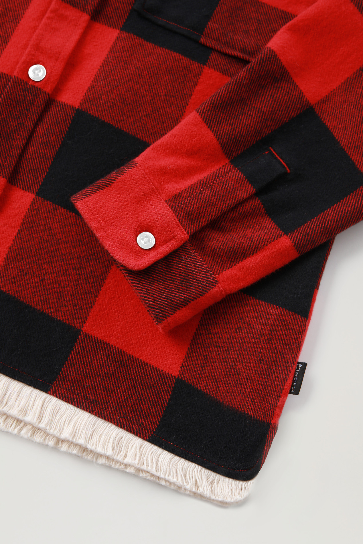 Girls' Flannel Buffalo Check Overshirt with Fringe Red photo 4 | Woolrich