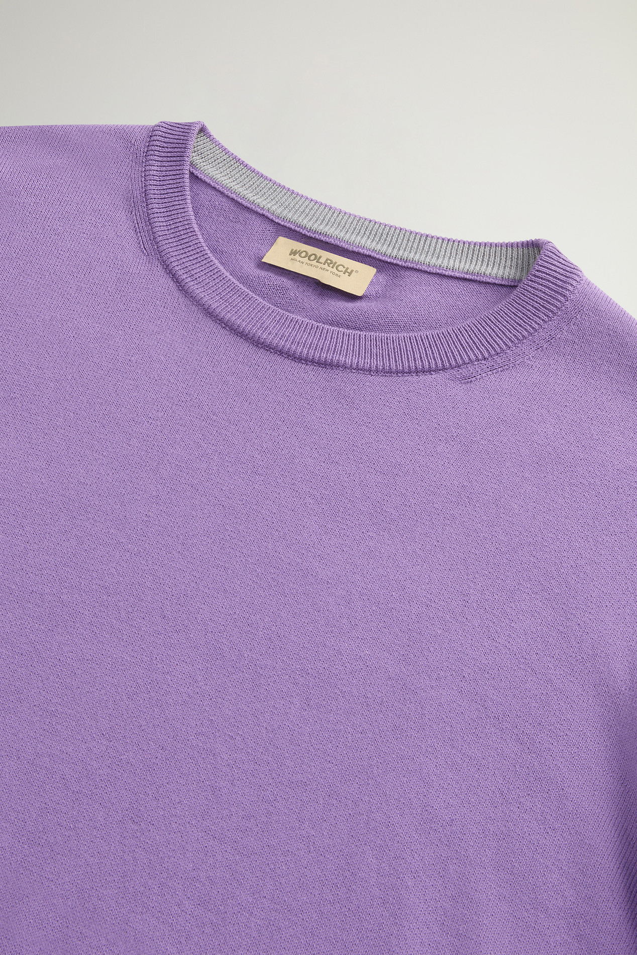 Crewneck Sweater in Pure Cotton with Embroidered Logo Purple photo 2 | Woolrich