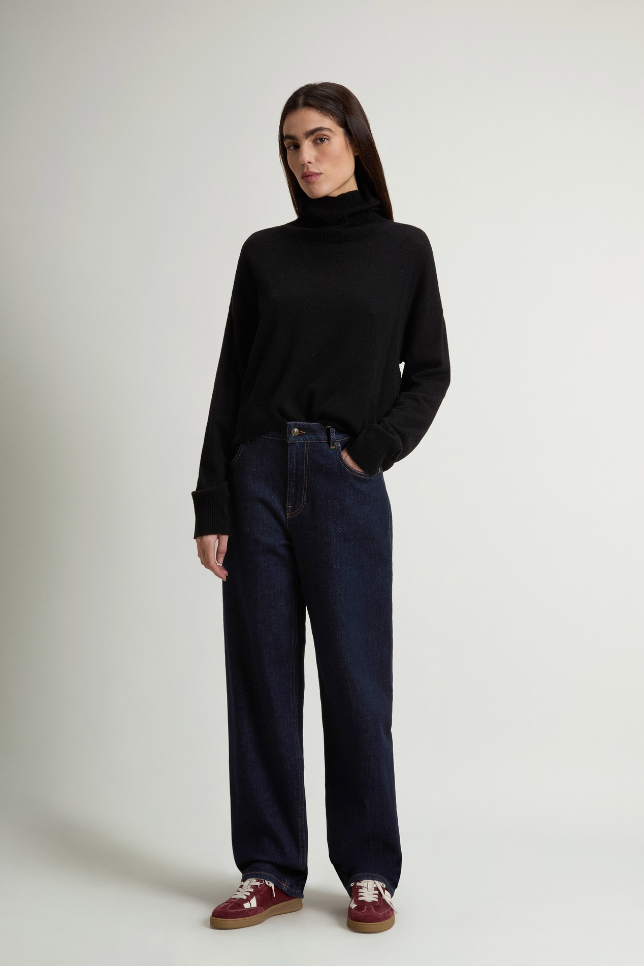 Wide-Leg Five-Pocket Jeans in Stretch Cotton Denim Blue photo 1 | Woolrich
