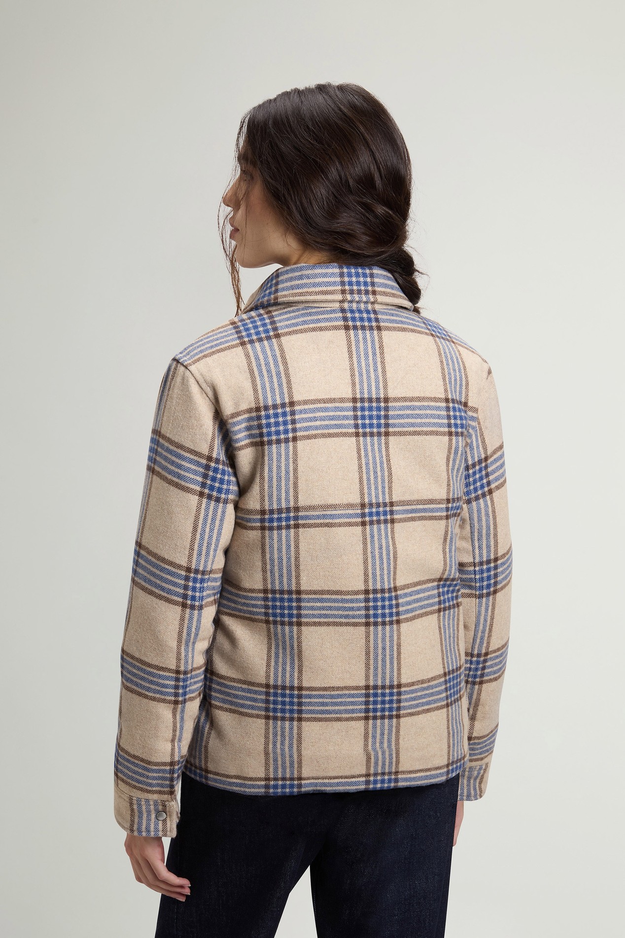 Alaskan Checked Overshirt in Padded Wool Blend Blue photo 3 | Woolrich