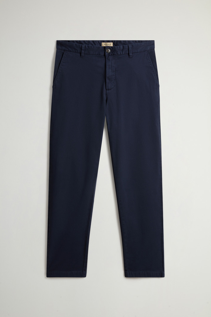 Garment-Dyed Stretch Cotton Twill Chinos Blue photo 1 | Woolrich