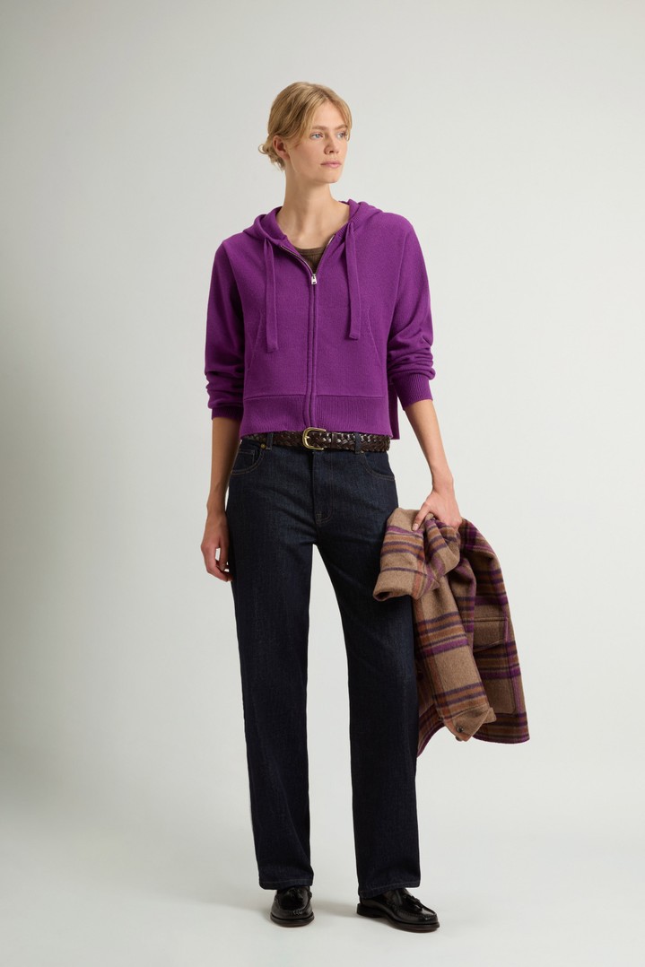 Hooded Full-Zipper Sweater in Wool and Cashmere Blend Purple photo 2 | Woolrich