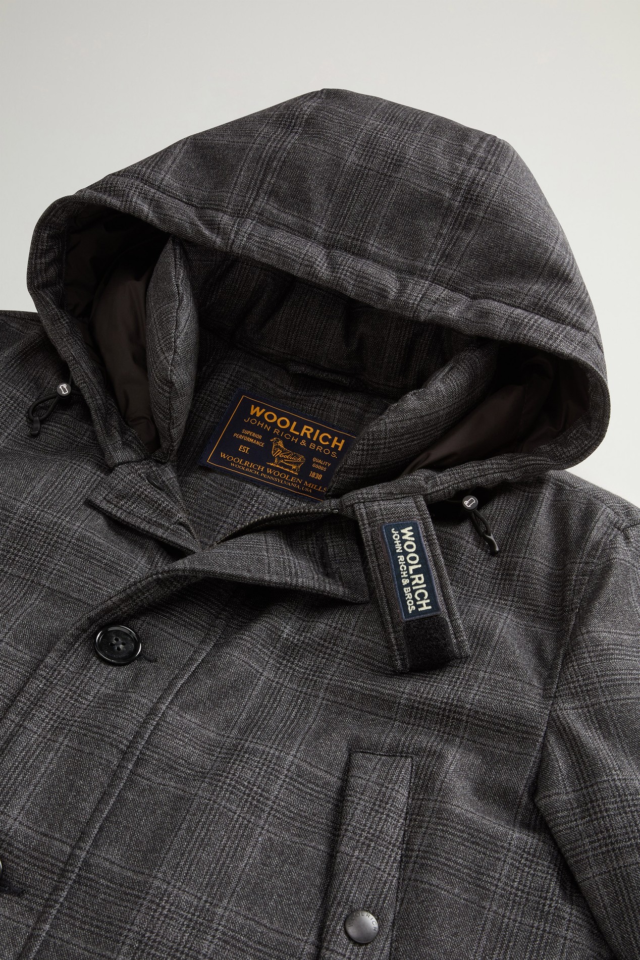 Zelander Prince of Wales Parka in Italian Pure Virgin Wool Gray photo 6 | Woolrich