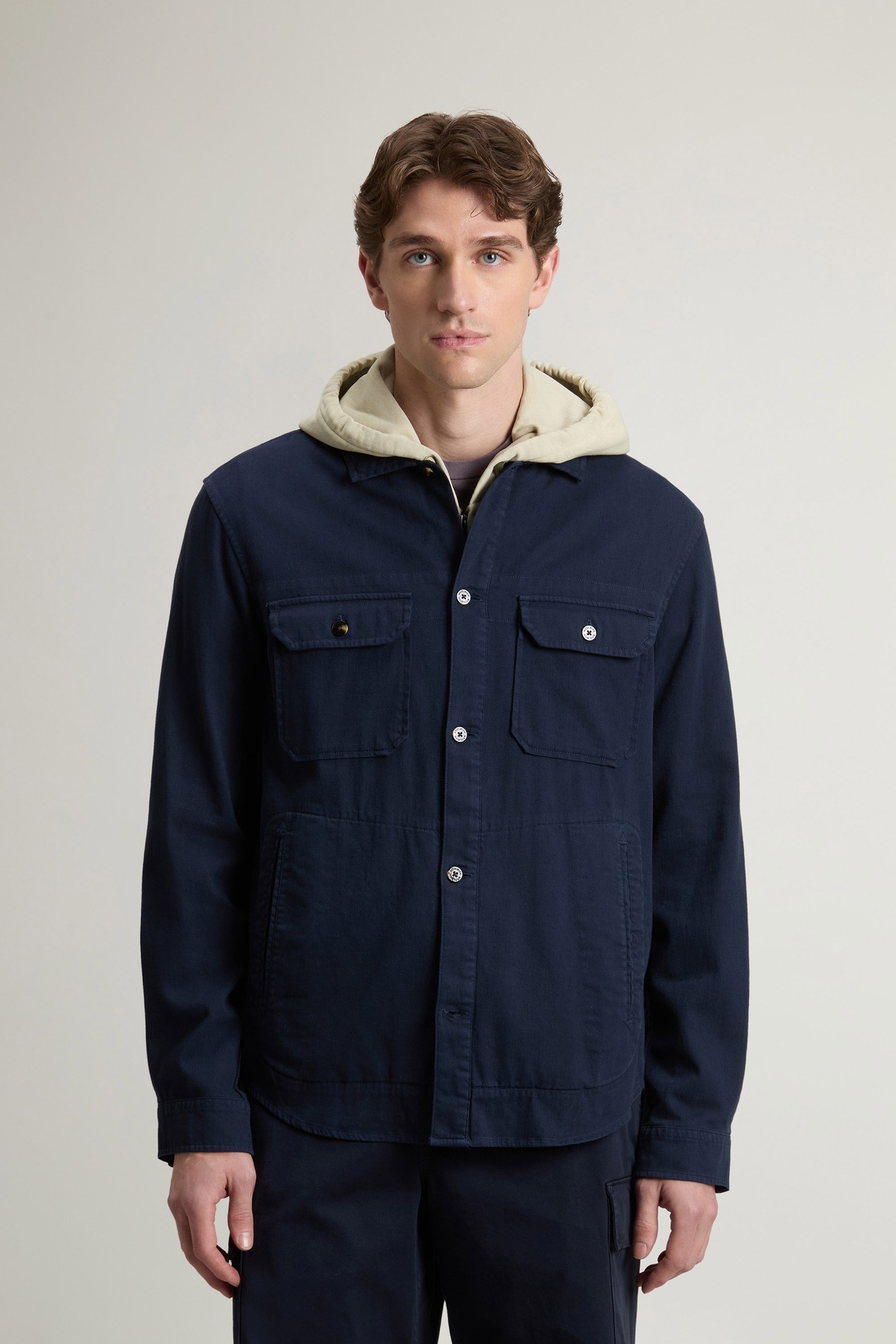 LINEN BLEND SAFARI OVERSHIRT GD Blue photo 1 | Woolrich
