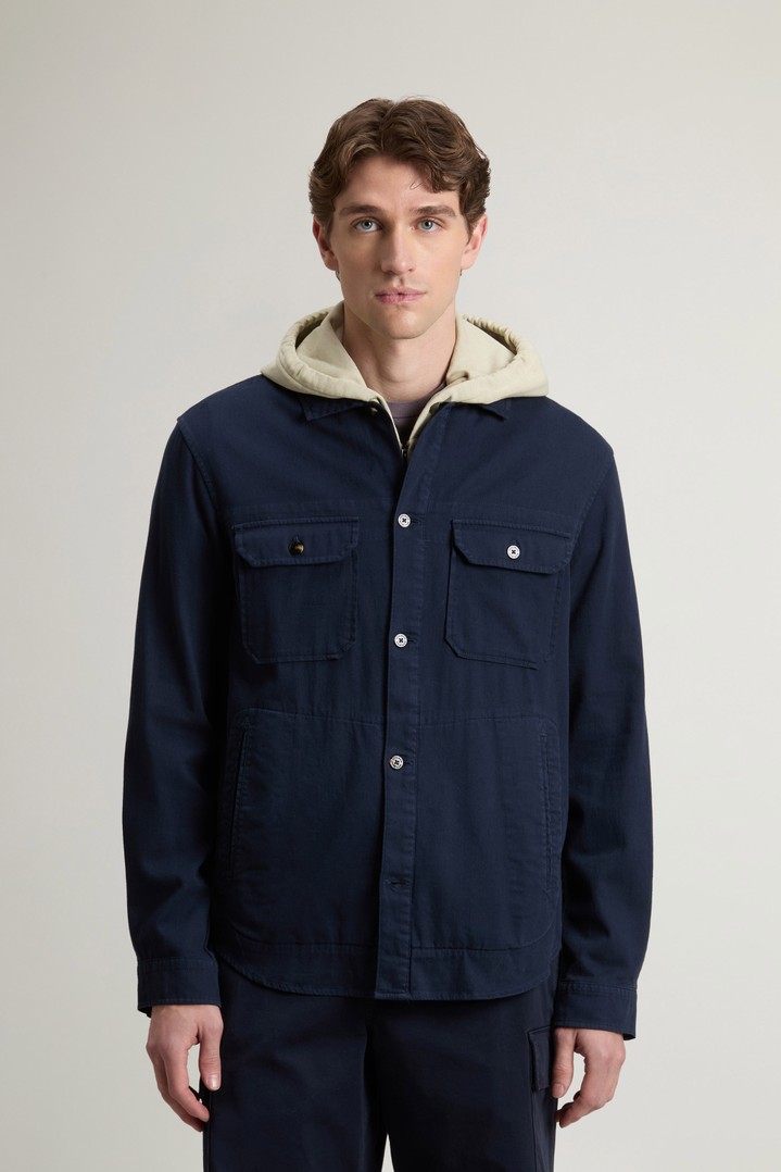 LINEN BLEND SAFARI OVERSHIRT GD Blue photo 1 | Woolrich
