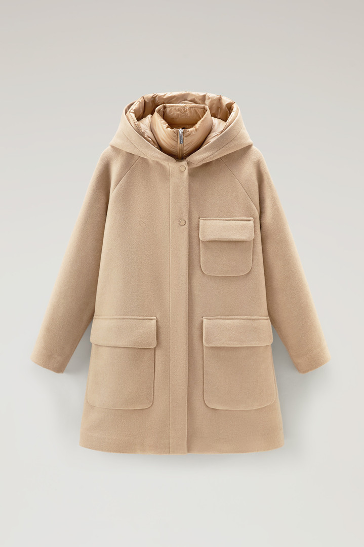 2-in-1 Sideline Parka in Manteco Recycled Wool Blend Beige photo 1 | Woolrich