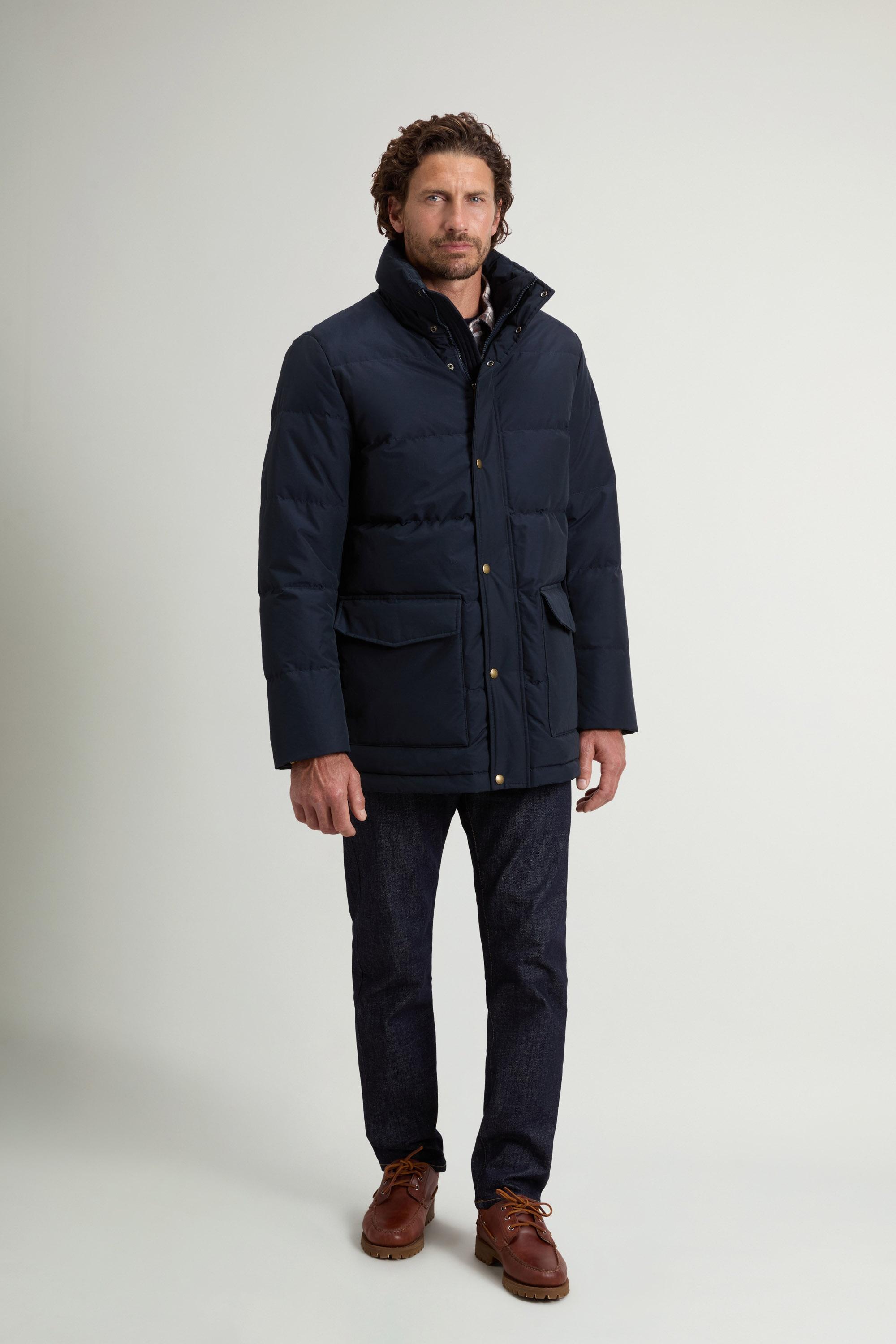 Down Jacket in Ramar Cloth with Stowaway Hood Blue photo 1 | Woolrich