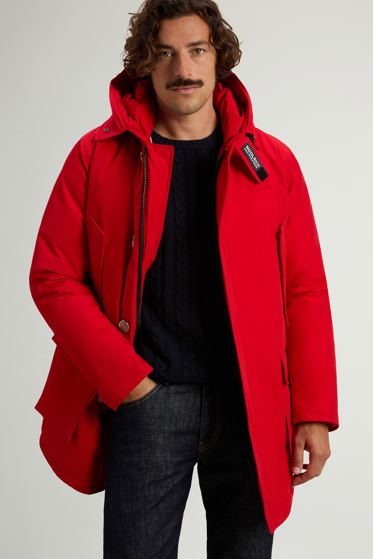 Arctic Parka in Ramar Cloth with Detachable Fur Trim Red photo 4 | Woolrich