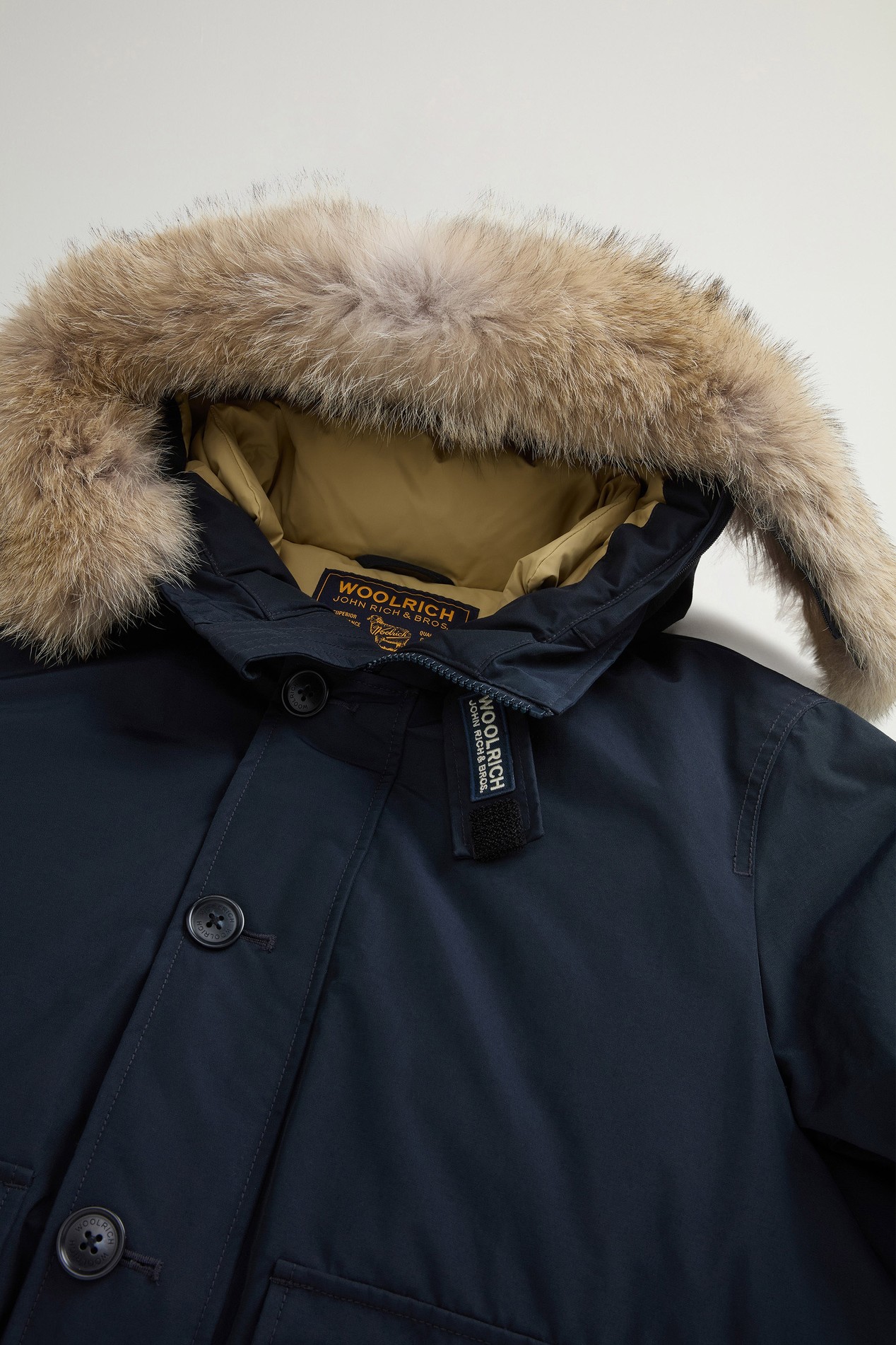 Padded Polar bomber jacket in Ramar Cloth with hood Blue photo 2 | Woolrich