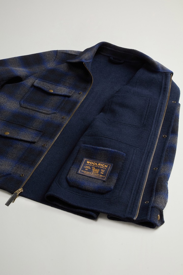 Checked Overshirt in Wool Blend Blue photo 8 | Woolrich