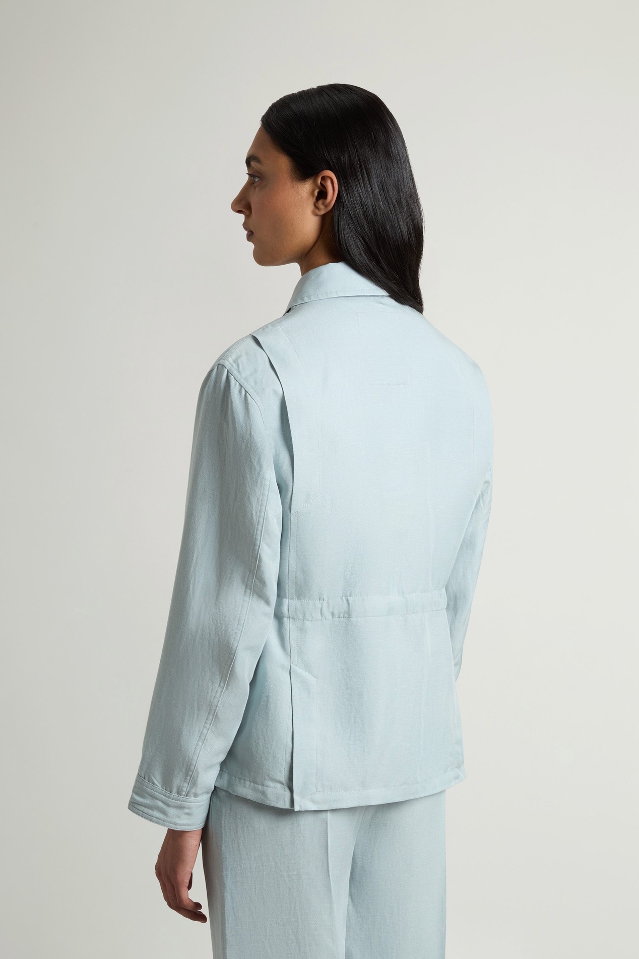 Overshirt in Linen Blend Blue photo 3 | Woolrich