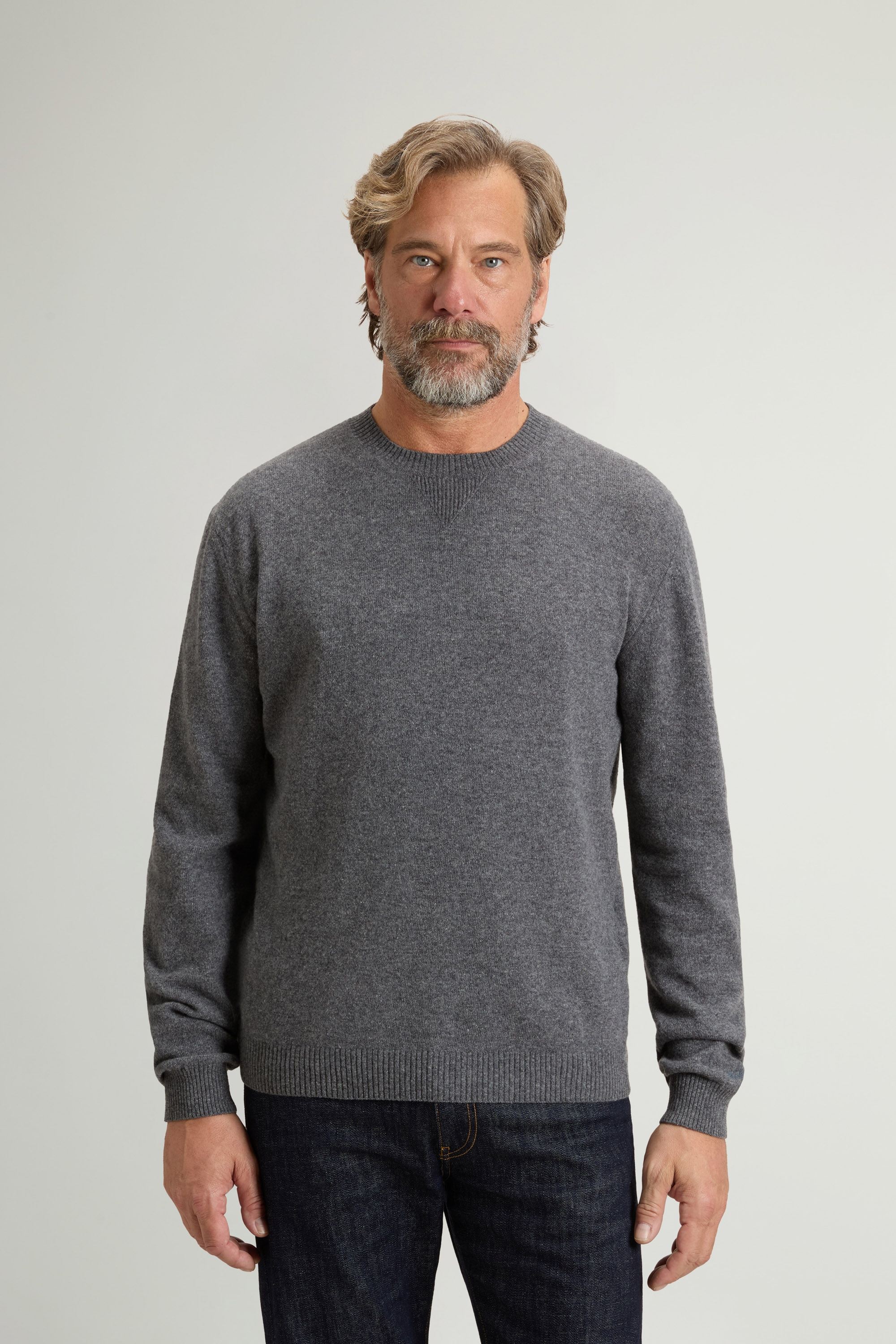 Crewneck Sweater in Virgin Wool and Cashmere Gray photo 1 | Woolrich
