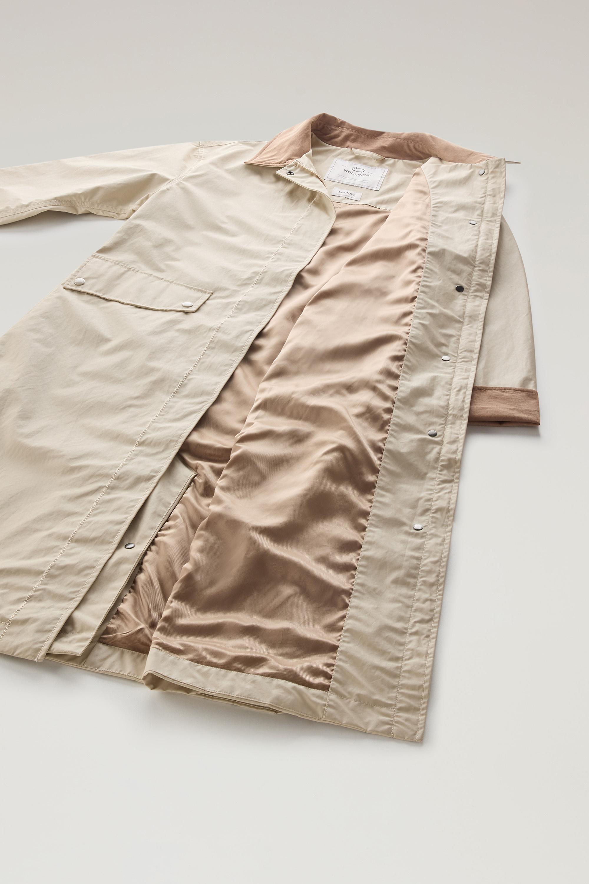 Waxed Trench Coat in Cotton Nylon Blend with Pointed Collar Beige photo 5 | Woolrich
