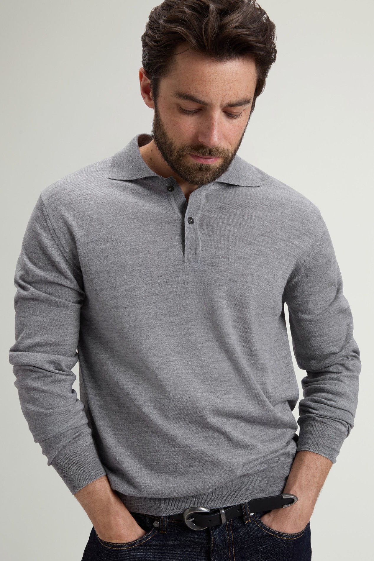 Polo in maglia di pura lana vergine Merino Grigio photo 4 | Woolrich