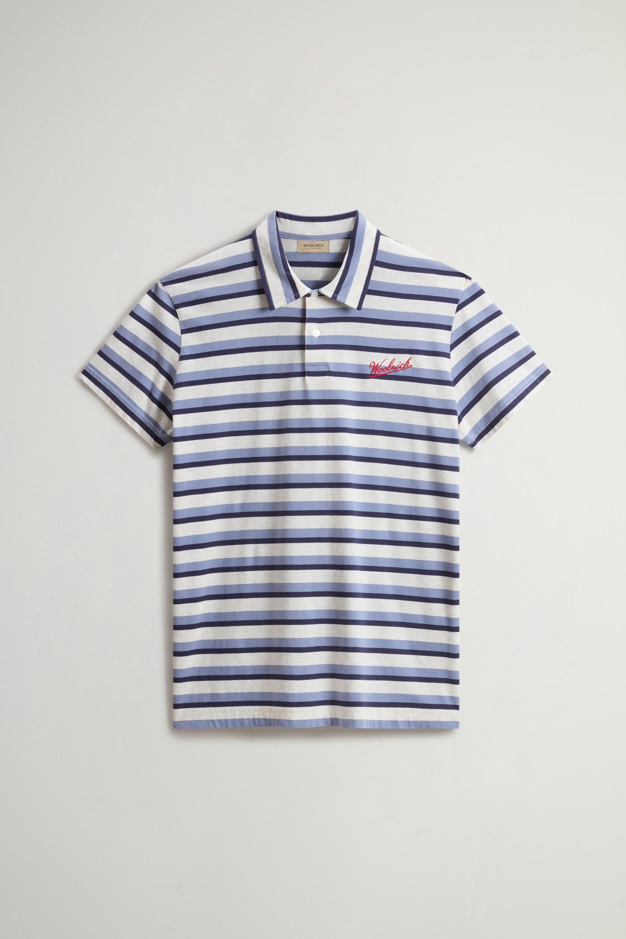 STRIPED COTTON MELANGE S/S POLO Blau photo 5 | Woolrich