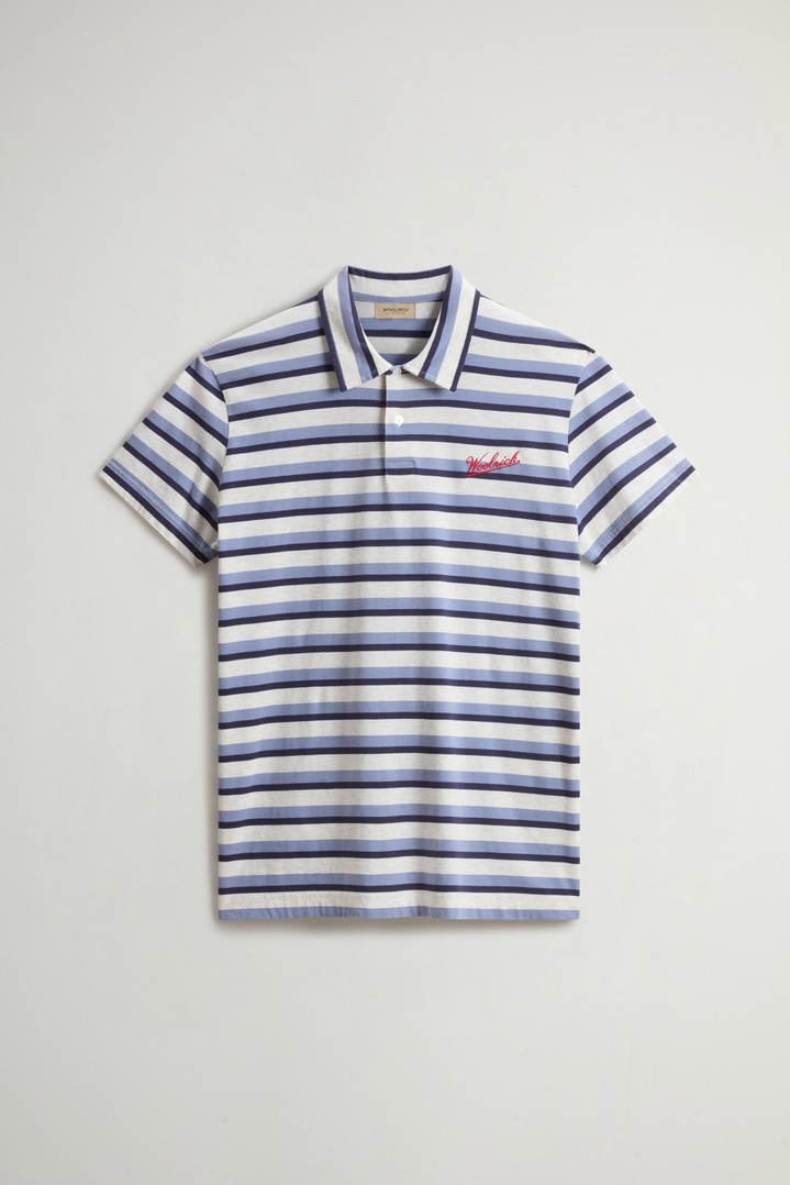 STRIPED COTTON MELANGE S/S POLO Blau photo 5 | Woolrich