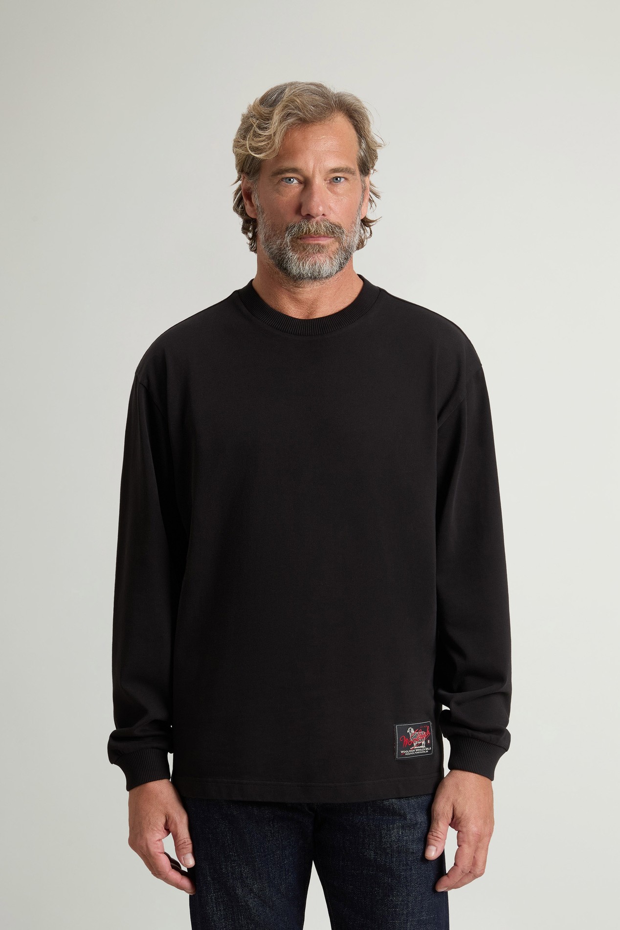 Langarmoberteil aus reiner Baumwolle Schwarz photo 1 | Woolrich