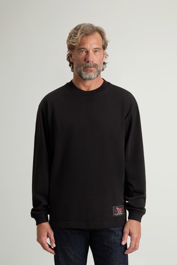 Langarmoberteil aus reiner Baumwolle Schwarz photo 1 | Woolrich