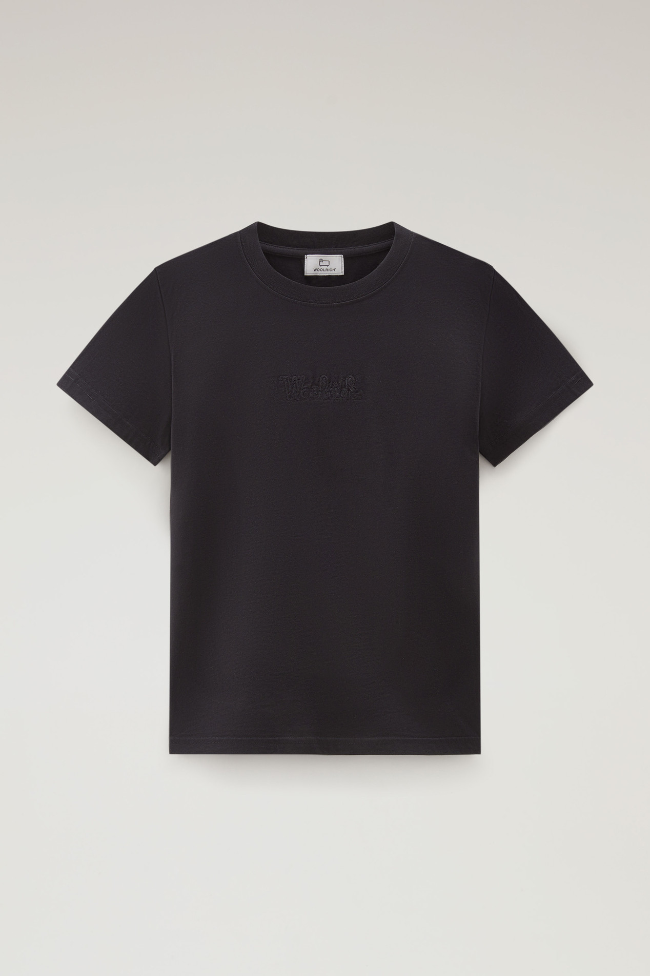 Pure Cotton T-Shirt with an Embroidered Logo Black photo 1 | Woolrich