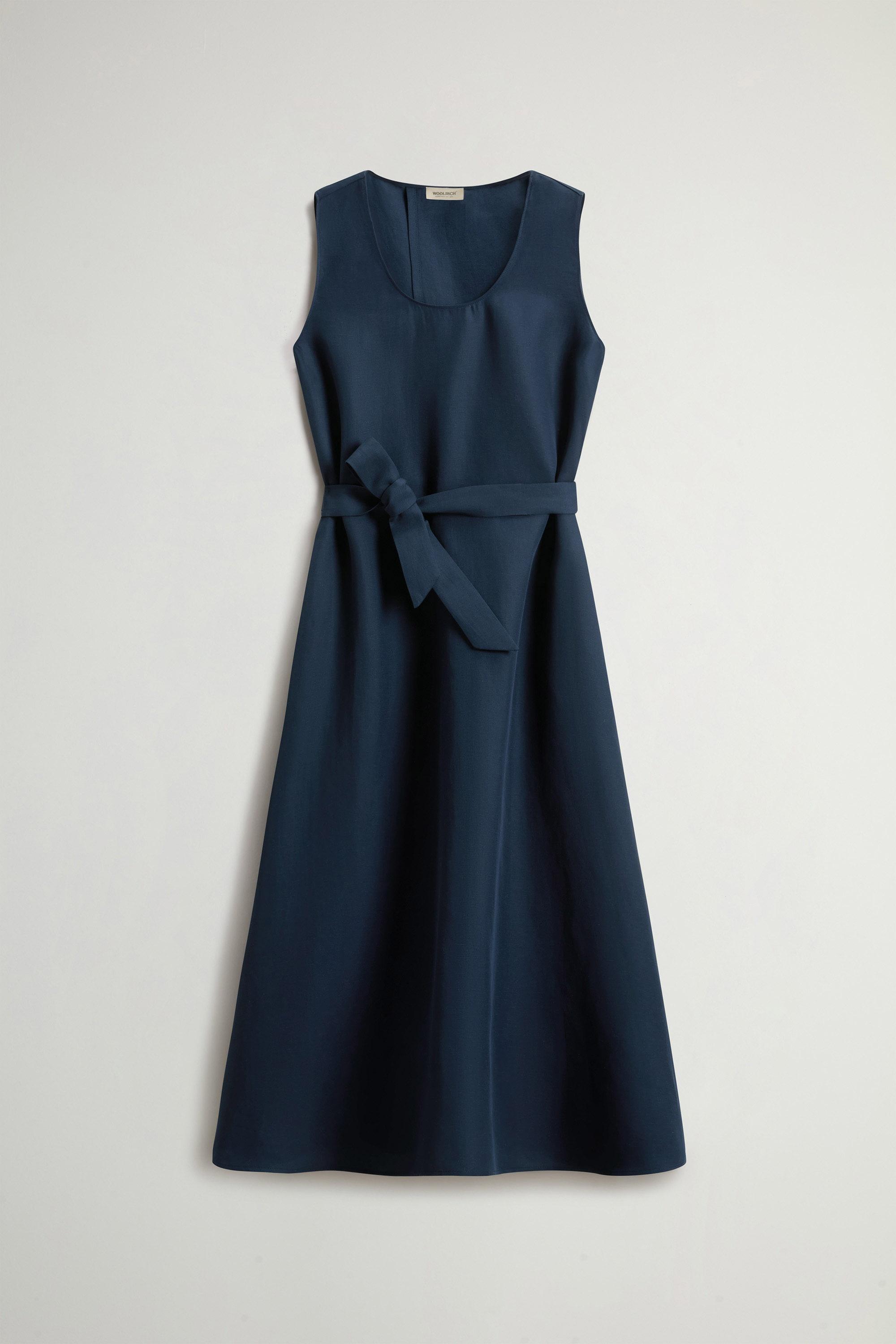 Sleeveless Dress in Linen Blend with Belt Blue photo 5 | Woolrich