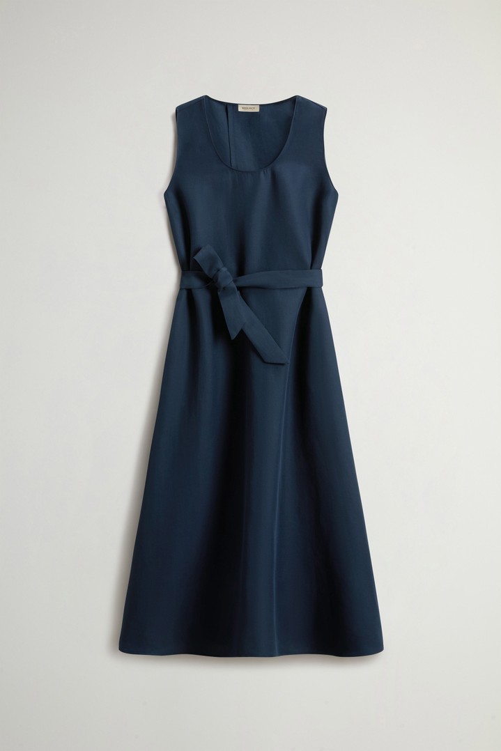 Sleeveless Dress in Linen Blend with Belt Blue photo 5 | Woolrich